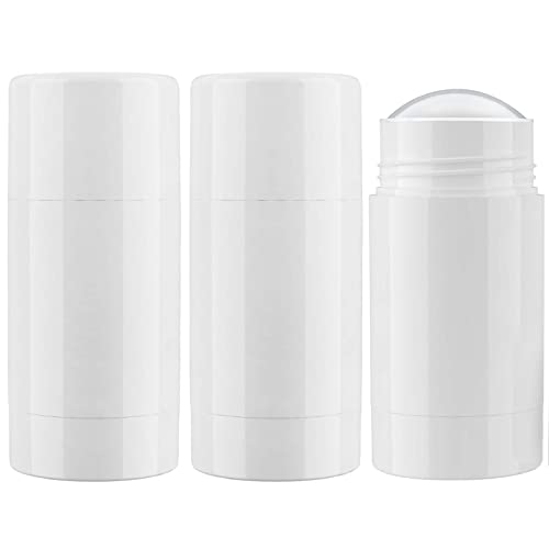 Tekson 2.5oz Empty Deodorant Stick Containers, 3PCS Refillable Tubes, White