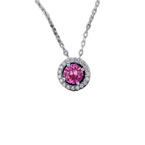 Collier pendentif rond argent 925 rose 1,1 CT à porter au quotidien