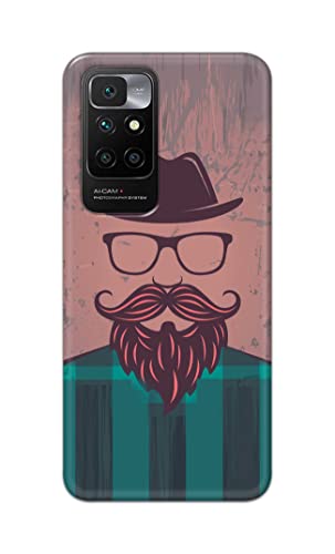 Image of PRINTFIDAA Man Icon with Beard Shirt Hipster Printed Designer Hard Case for Redmi 10 Prime Back Cover -(e) RPM1001