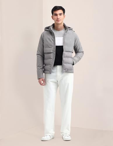 Image of Solid Hooded Puffer Jacket