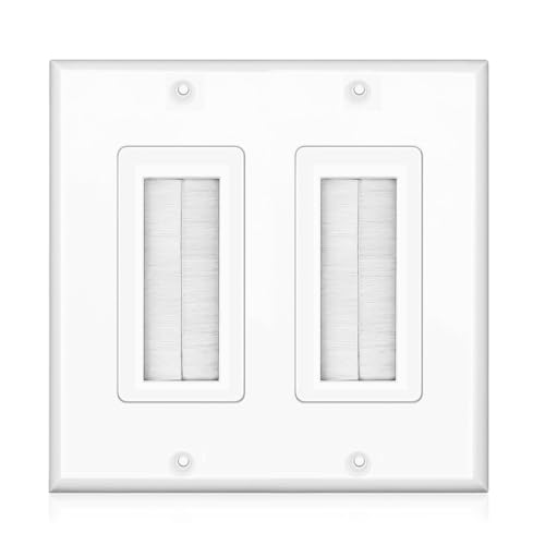 TNP White Brush Wall Plate Cable Pass Through Cover, Single Gang, 1-Pack