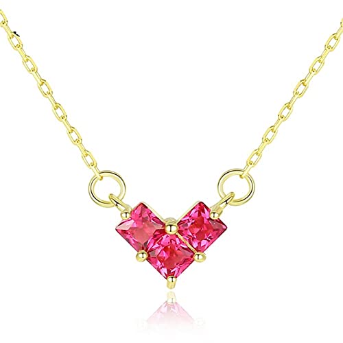 Collares con Colgante de corazón de rubí y Esmeralda para Mujer, joyería Fina de Compromiso de Boda, Regalos de Plata de Ley 925