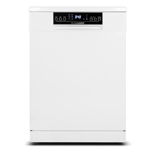 SCHNEIDER SDW1542BDIW, Lave vaisselle, Pose libre, 15 couverts, 6 Programmes, Départ différé, Tiroir à couverts, Moteur inverter, Pieds ajustables, Demi charge, Top amovible, Blanc