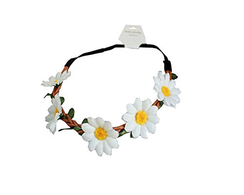 LD DRESS Women Bohemian Floral White Daisy Flower Elastic Headband Headpieces (White)