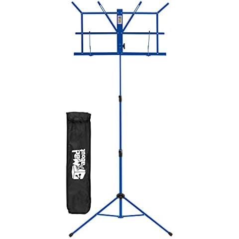 Mad About MA-MS04 Folding Music Stand - Easy Folding Portable Sheet Music Holder with Carry Bag, Blue Cover