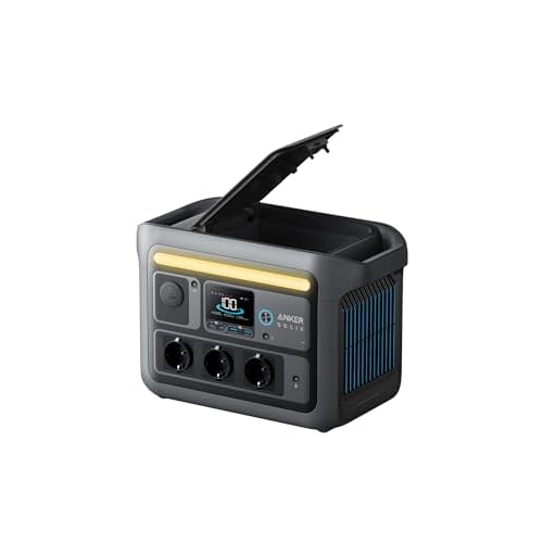 Anker SOLIX C800 Tragbare Powerstation, 1200W (1600W Spitzenleistung) Solargenerator, 100% Akku in 58 Min., 768Wh LiFePO4 Akkus für Camping, Wohnmobil, RV, Reisen, Stromausfall (Solarpanel o