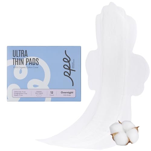 Almohadillas sanitarias 100% orgánicas para mujer, ultra delgadas, extra pesadas con alas, almohadillas menstruales de algodón para cubrir el período, almohadillas femeninas de súper absorción