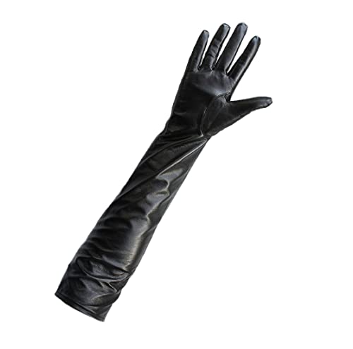 Guantes de piel de oveja para hombre negros largos táctiles de invierno 2