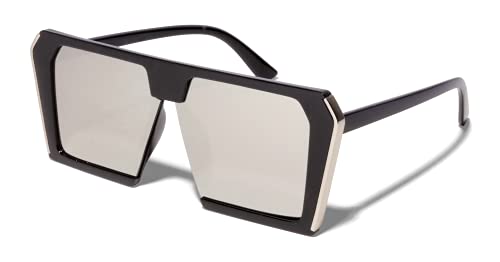 ShadyVEU Oversized Trapezoid Blocked Diva Big Flat Top Huge Baddie Vintage Designer Woman Girl Sunglasses