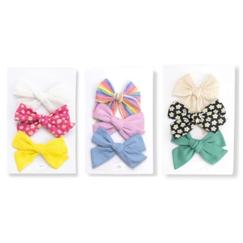 Little Poppy Co. Three Hair Bows Set - Stylish Handmade Accessories for Babies, Toddlers & Girls (Original on Reversible Clip (12 months - 3 years), Nora Bow Clip Bundle) image 2