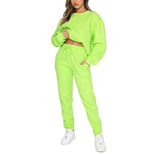 Women's Autumn And Winter Fashion Solid Color Round Neck Set Head Plus Velvet Long Sleeved Long Womens Ski #TOP25