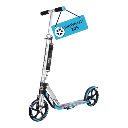 HUDORA Scooter BigWheel 205 - Rodillo de aluminio estable - Patinete urbano ajustable y plegable con soporte - Patín deportivo para niños y adultos hasta 100kg