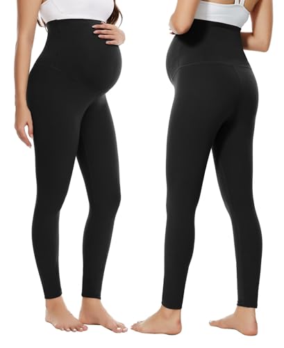 Happy. angel Women’s Maternity Leggings Over The Belly, Soft Stretchy Pregnancy Pants for Active Workout Yoga Wearing