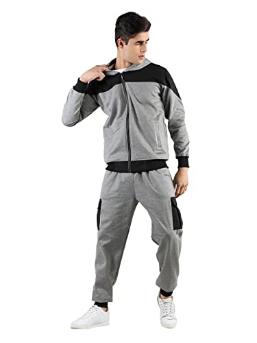 Image of CHKOKKO Fleece Men Winter Sports Gym Track Zipper Stylish Standard Length Jacket Anthrablue XL,Grey