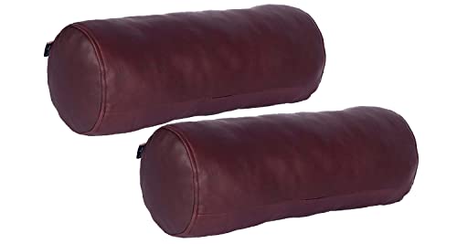 Azrah Traders Round Cervical Roll Cylinder Bolster Pillow Cover | Ergonomically Designed for Head, Neck, Back, and Legs, Ideal for Spine and Neck Support, 7x24 Inches, Dark Maroon Pack of 2
