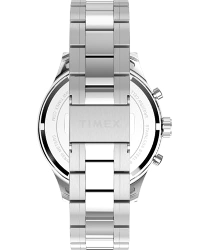 Timex Trend Herenhorloge, 16 mm, Zilverkleurig Roestvrijstalen Armband, Blauwe Wijzerplaat, Zilverkleurige Kast, TW2Y01400 - Afbeelding 3