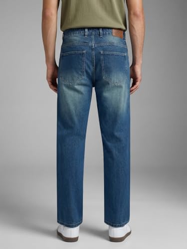 Image of Urbano Fashion Men's Relaxed Fit Washed Denim Jeans Non-Stretchable