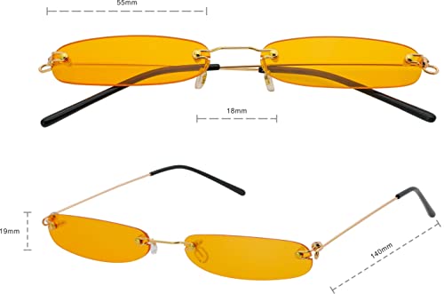 Retro Narrow Small Sunglasses Clear Colored Lens Fashion Rimless Rectangle Sunglasses4