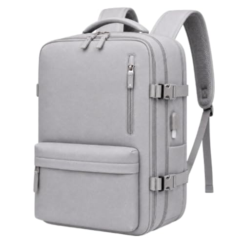 Mochila de Viagem Expansível 40L Impermeável para Notebook Mochila Executiva Grande Premium com USB, Ideal para Trabalho, Faculdade e Cabine de Avião Masculina e Feminina (CINZA)