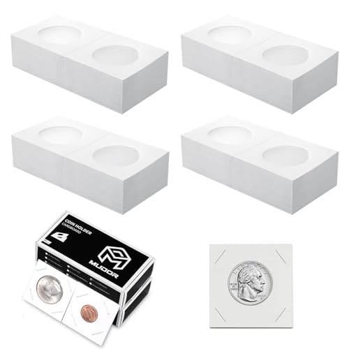 MUDOR 200 Pack Upgraded Mylar Coin Flips 2x2 for Quarter, Non PVC