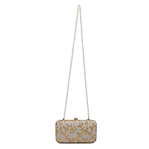 Image of LONGING TO BUY Hand Crafted Designer Box Clutch - Zari Embroidery For Women