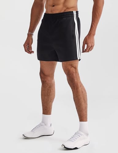 Ouber Men’s 4’’ Bodybuilding Shorts – Retro Striped Gym Shorts for Training & Workout3