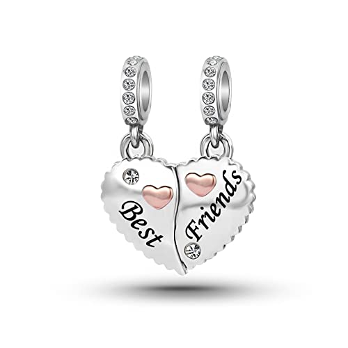 NARTGO Puzzle Heart Best Friend Friendship Charm Compatible With Pandora Charms Bracelets