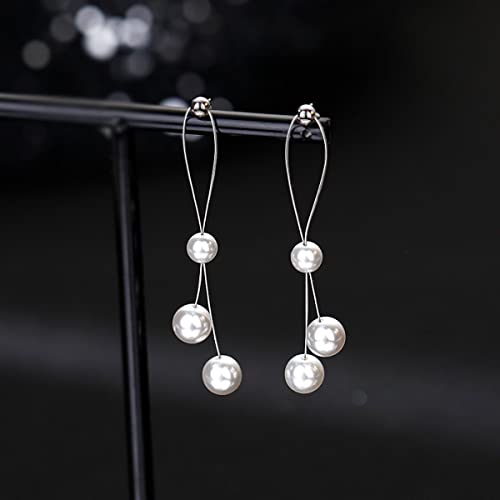 SLUYNZ Sterling Silver Pearls Dangle Earrings for Women Teens Wedding Pearls Dangle Earrings Long Tassel4