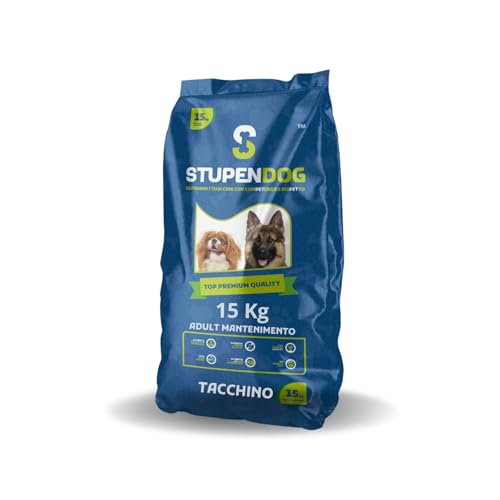 STUPENDOG Crocchette Cani Tacchino 15kg per Cani Adulti di tutte le Taglie in Mantenimento - Croccantini cane - Cibo per cani