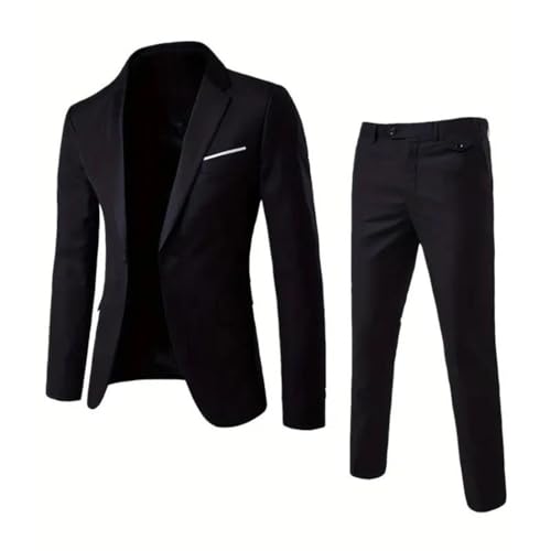 Men's Elegant 2-Piece Suit Classic Lapel Blazer Pants Formal Wedding Business Wear2