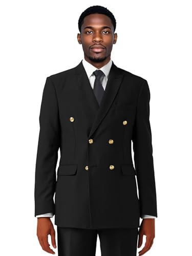 Mens Double Breasted Suit Blazer Casual Jacket for Mens Slim Fit Solid Sport Coat Jacket for Business Formal Wedding