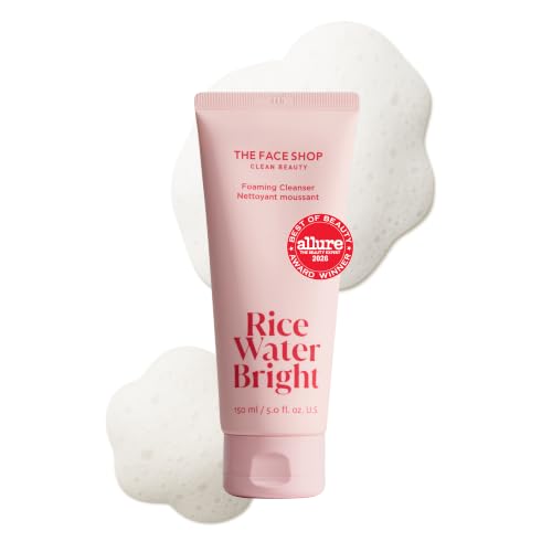 THE FACE SHOP Rice Water Bright Foaming Cleanser, Face Wash, 5.0 fl. oz. | Gentle Cleansing Foam, with Rice Water, Deep Pore Cleansing, Hydrating, Vegan