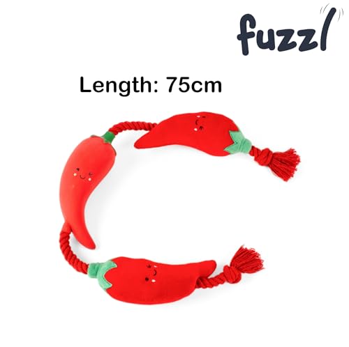 Juguete para perro Fuzzl Tugga Chilis 75cm cuerda látex y peluche miniatura 3