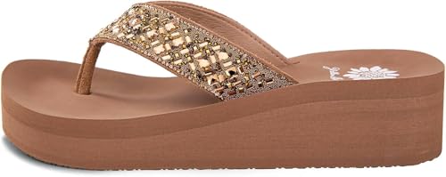 Yellow Box Women's Riddle Flatform Sandal, Round Toe, 1.75 Inch Heel, 1 Inch Platform, Comfortable Flip-Flop