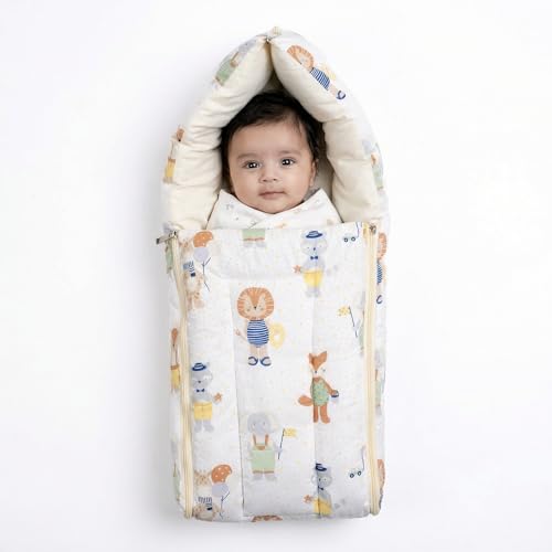 haus &amp; kinder 3 in 1 Baby Sleeping Bag &amp; Carry Nest | Cotton Bedding Set for Infants &amp; New Born Baby | Portable/Travel &amp; Skin Friendly
