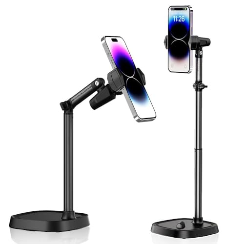 Image of BROLAVIYA Overhead Extendable Selfie Desktop Stand with Phone Holder, 360 Rotation, for 4-7 inch Mobile Phone, for Live Streaming, YouTube, Video, Photography