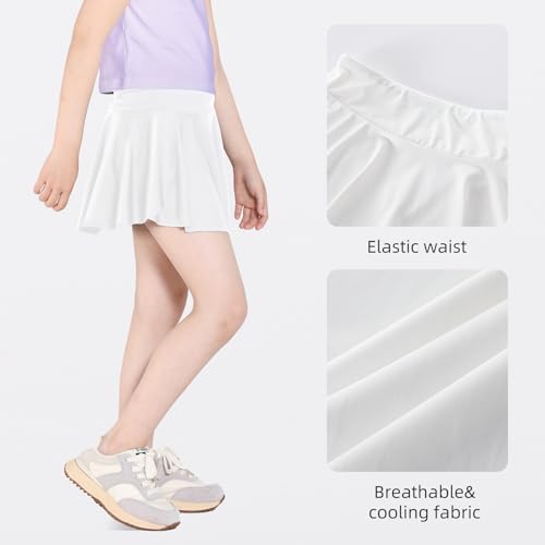 Hvididan White Skort Girls, Size 7-8 Girls Athletic Skirts For Tennis Golf thumb #3