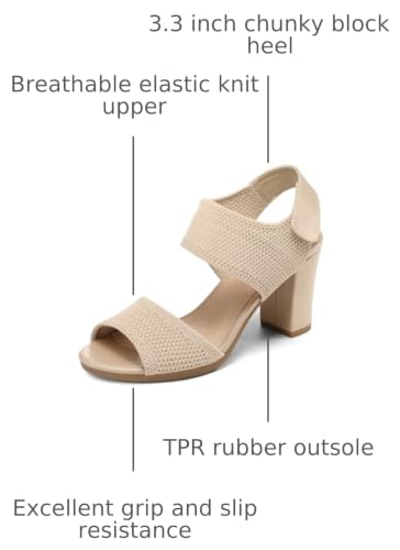 Image of mysoft Women's Chunky Block High Heels Slingback Open Toe Heeled Sandals