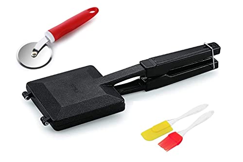 MINIMARTZONE combo non-Stick Aluminium Gas Toaster Grill Sandwiches Gas Toaster Sandwich Maker and Pizza Sandwich Pastry Cutter and Silicone Spatula and Pastry Brush Set Oil Brush for Kitchen