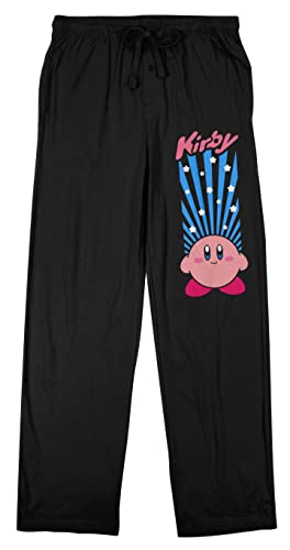 Kirby in The Stars Character and Logo Men's Black Graphic Sleep Pants