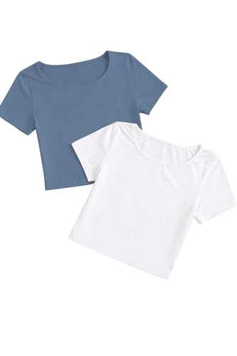 Image of KERI PERRY Tops for Women Crop Top for Women's Tank Activewear Tee Sports Work Out Wear Casual Round Neck Cotton Camisole Pack of 2