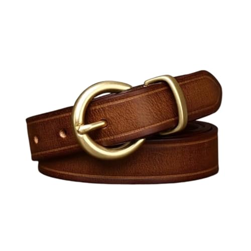 Ceinture fine en cuir de vachette véritable et boucle dorée