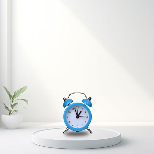 Image of Vintage Inspired Mini Table Alarm Clock, Old Retro Style Digital Alarm Clock, Small Table Clock for Home, Kitchen, Office and Decor (Blue)