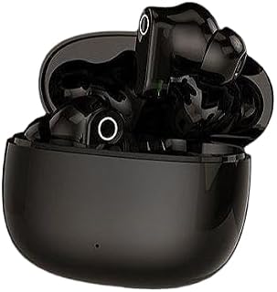 Semi in-Ear True Wireless Bluetooth Earphones, Black, Noise Cancelling, Short Handle, with Oval Charging Case