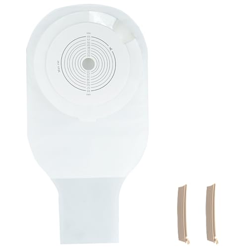 Lot de 10 Sacs de Colostomie, Fournitures pour Stomie Iléostomisée, Poches Monoblocs Drainables avec Fermeture, Découpe de 15 à 60 MM (2 Pinces Incluses)