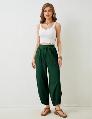 Image of Xiaoxuemeng Womens Baggy Wide Leg Pants Casual Elastic Waisted Palazzo Harem Pants with Pockets
