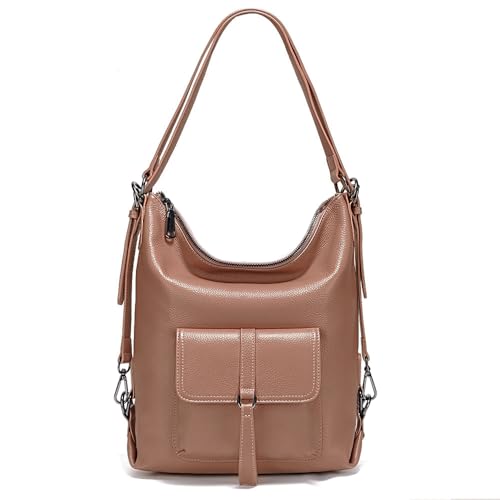 zency Shoulder Bag Purse for Women Convertible Genuine Leather Backpack Tote Handbag Daypack for Work, Travel
