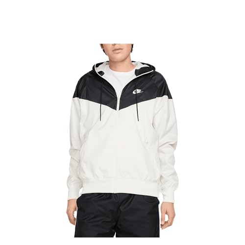 Nike, Mens, Woven Wind Resistant Hooded Jacket, Sail/Black/Sail/Sail, Medium