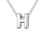 Collar para mujer con letra inicial con Hermosa caja de regalo. Acero inoxidable Colgantes con letras bisutería barata sobre con mensaje original Amigos Novios (H - Plateado)