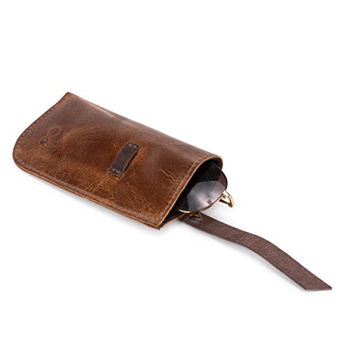 Ello Griff Estojo de Óculos Rústico 100% Couro Legítimo Marrom